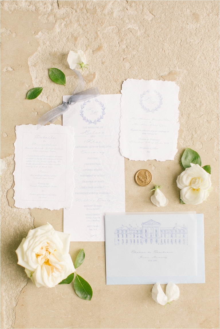 Chateau de Courtomer Wedding, Normandy, France Fine Art Handmade Invitation Suite