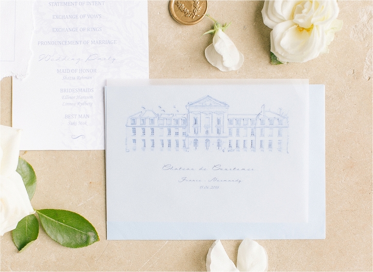 Chateau de Courtomer Wedding, Normandy, France Wedding Fine Art Handmade Invitation Suite